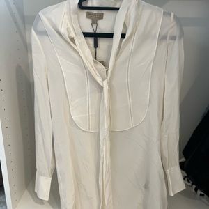 New with tags burberry natural white tie neck blouse